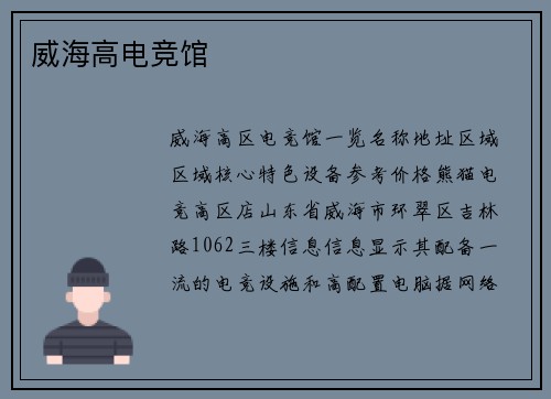 威海高电竞馆